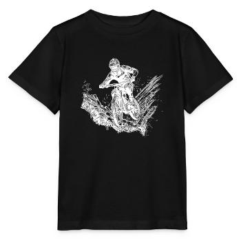 Mountainbiker Radfahrer Schlamm Wald Abfahrt - Stanley/Stella Kinder T-Shirt MINI CREATOR  - Schwarz - Vorne - Mikhail (115cm)