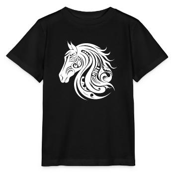 Style de tatouage de portrait de cheval joli - T-shirt bio MINI CREATOR Stanley/Stella Enfant - noir - Devant - Mikhail (115cm)