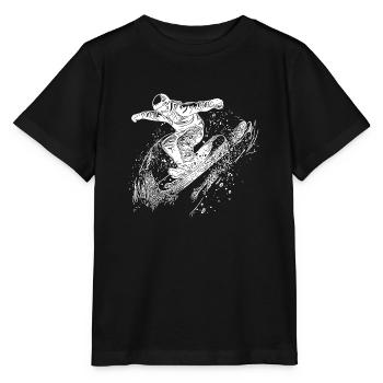 Tiefschnee Snowboard Move Ride Jump Style - Stanley/Stella Kinder T-Shirt MINI CREATOR  - Schwarz - Vorne - Mikhail (115cm)