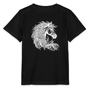 Galloping horse with mane in the wind - Stanley/Stella MINI CREATOR Kids’ T-Shirt - black - Front - Mikhail (115cm)
