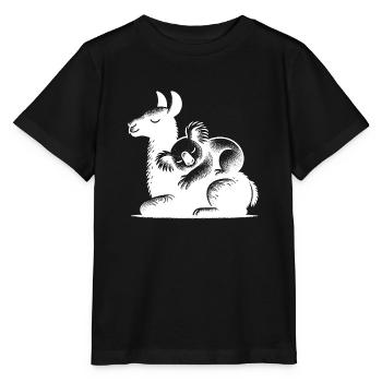 Sleeping koala on a sleeping llama - Stanley/Stella MINI CREATOR Kids’ T-Shirt - black - Front - Mikhail (115cm)