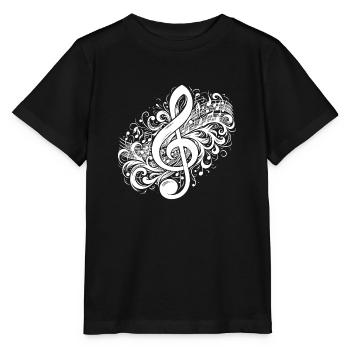 Clé de musique avec partitions vintage - T-shirt bio MINI CREATOR Stanley/Stella Enfant - noir - Devant - Mikhail (115cm)