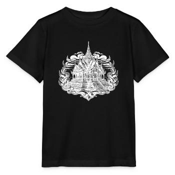 Sonnenuntergang hinter exotischem Thailand Tempel - Stanley/Stella Kinder T-Shirt MINI CREATOR  - Schwarz - Vorne - Mikhail (115cm)
