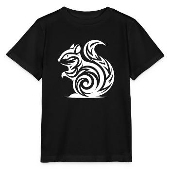 Kleines Baby Eichhörnchen in Tattoo Style - Stanley/Stella Kinder T-Shirt MINI CREATOR  - Schwarz - Vorne - Mikhail (115cm)