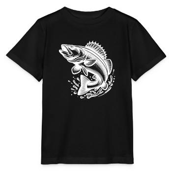 Grand poisson sandre sauteur - T-shirt bio MINI CREATOR Stanley/Stella Enfant - noir - Devant - Mikhail (115cm)