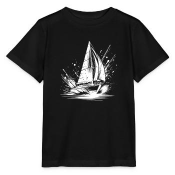 Voilier rapide dans une houle d’éclaboussures - T-shirt bio MINI CREATOR Stanley/Stella Enfant - noir - Devant - Mikhail (115cm)