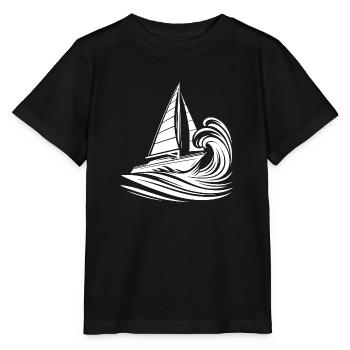 Schnelles Segelboot bei Wellengang - Stanley/Stella Kinder T-Shirt MINI CREATOR  - Schwarz - Vorne - Mikhail (115cm)