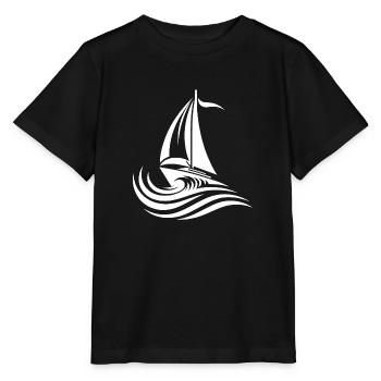 Segelboot bei starkem Wellengang bei rauher See - Stanley/Stella Kinder T-Shirt MINI CREATOR  - Schwarz - Vorne - Mikhail (115cm)