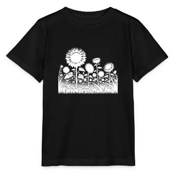 Sonnenblumen auf einem großen Feld - Stanley/Stella Kinder T-Shirt MINI CREATOR  - Schwarz - Vorne - Mikhail (115cm)