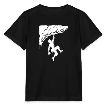 Mann beim Freiklettern am Überhang Felsen - Stanley/Stella Kinder T-Shirt MINI CREATOR  - Schwarz - Vorne - Mikhail (115cm)