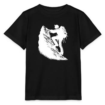 Wanderer beim Klettern am Berggipfel Felsen - Stanley/Stella Kinder T-Shirt MINI CREATOR  - Schwarz - Vorne - Mikhail (115cm)