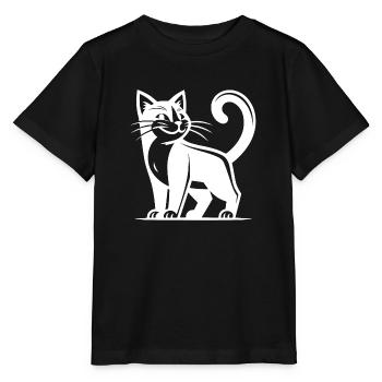 Hauskatze mit lustigem Klugscheißer Blick - Stanley/Stella Kinder T-Shirt MINI CREATOR  - Schwarz - Vorne - Mikhail (115cm)