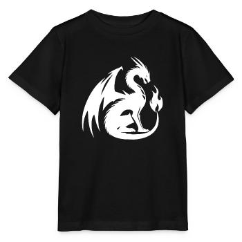 Dragon en colère avec d’énormes ailes et une flamme - T-shirt bio MINI CREATOR Stanley/Stella Enfant - noir - Devant - Mikhail (115cm)