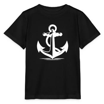Vintage alter Anker mit dickem Tau Seil - Stanley/Stella Kinder T-Shirt MINI CREATOR  - Schwarz - Vorne - Mikhail (115cm)