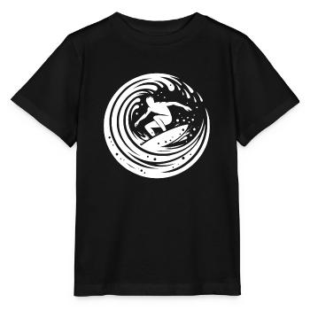 Sporty surfer surfing in the wave - Stanley/Stella MINI CREATOR Kids’ T-Shirt - black - Front - Mikhail (115cm)