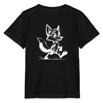 Kleiner Frechdachs Fuchs Zeichnung - Stanley/Stella Kinder T-Shirt MINI CREATOR  - Schwarz - Vorne - Mikhail (115cm)