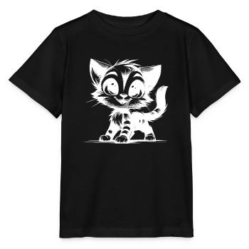 Knuddeliges Katzen Stubentiger Baby Zeichnung - Stanley/Stella Kinder T-Shirt MINI CREATOR  - Schwarz - Vorne - Mikhail (115cm)