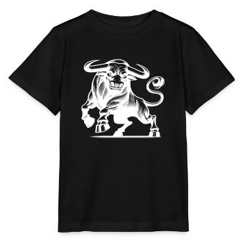 Taureau sauvage et puissant avec d’énormes cornes - T-shirt bio MINI CREATOR Stanley/Stella Enfant - noir - Devant - Mikhail (115cm)