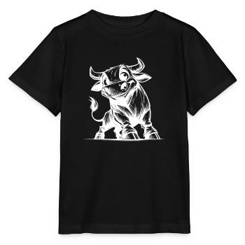 Drôle de taureau crayon avec d’énormes cornes - T-shirt bio MINI CREATOR Stanley/Stella Enfant - noir - Devant - Mikhail (115cm)