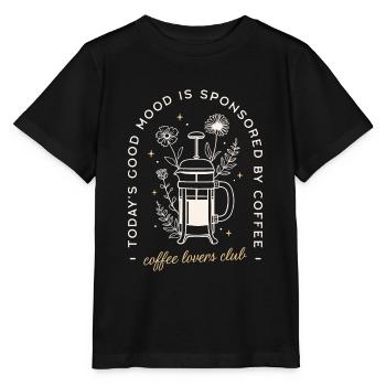 Citation café de spécialité humour - T-shirt bio MINI CREATOR Stanley/Stella Enfant - noir - Devant - Mikhail (115cm)