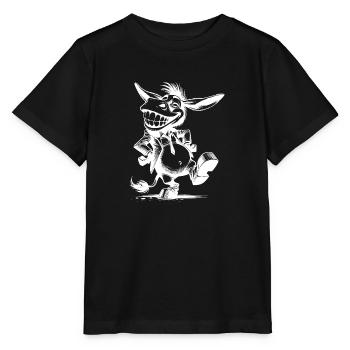 Dessin de caricature de caricature d’âne souriant d’âne à longues oreilles - T-shirt bio MINI CREATOR Stanley/Stella Enfant - noir - Devant - Mikhail (115cm)