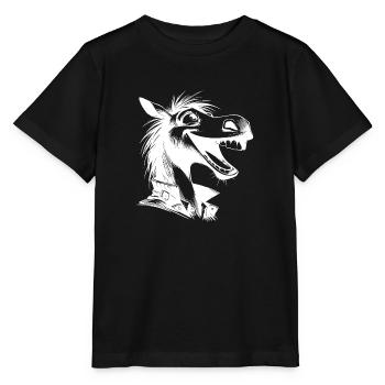 Cheval qui rit Caricature Croquis au crayon - T-shirt bio MINI CREATOR Stanley/Stella Enfant - noir - Devant - Mikhail (115cm)