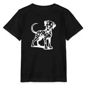 Lustiger Vierbeiner Knuffiger Dalmatiner Hund - Stanley/Stella Kinder T-Shirt MINI CREATOR  - Schwarz - Vorne - Mikhail (115cm)