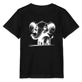 Éléphant d’enfant câlin avec d’énormes oreilles de trompe - T-shirt bio MINI CREATOR Stanley/Stella Enfant - noir - Devant - Mikhail (115cm)