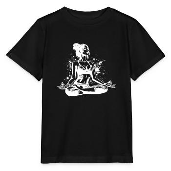 Yoga Schülerin bei Entspannungsübung für die Seele - Stanley/Stella Kinder T-Shirt MINI CREATOR  - Schwarz - Vorne - Mikhail (115cm)