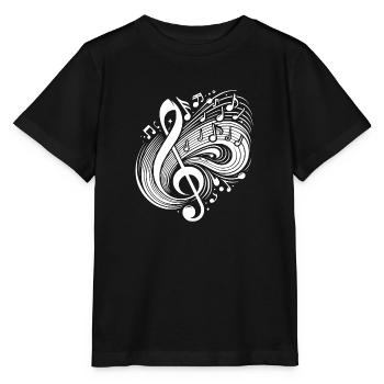 Notes de musique flottantes Clé volante - T-shirt bio MINI CREATOR Stanley/Stella Enfant - noir - Devant - Mikhail (115cm)