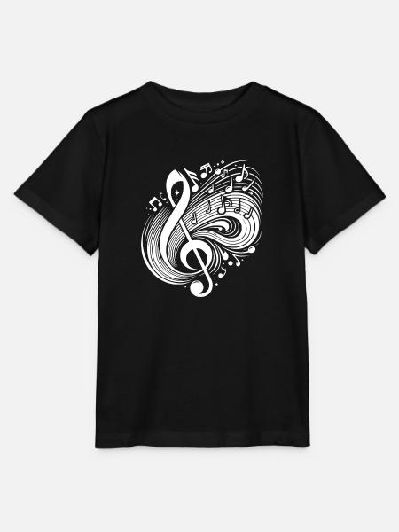 Schwebende Musik Noten fliegender Notenschlüssel - Stanley/Stella Kinder T-Shirt MINI CREATOR - Schwarz