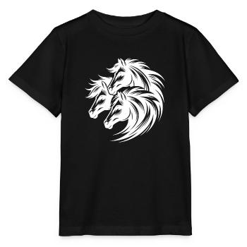 Elegante Pferdeköpfe mit wilder Mähne - Stanley/Stella Kinder T-Shirt MINI CREATOR  - Schwarz - Vorne - Mikhail (115cm)