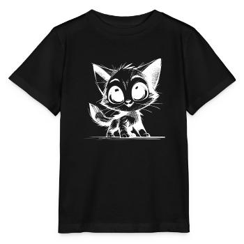 Chat mignon bébé dessin au crayon - T-shirt bio MINI CREATOR Stanley/Stella Enfant - noir - Devant - Mikhail (115cm)