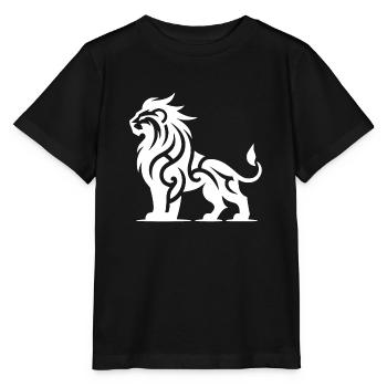 Stolzer Tribal Löwe mit wilder Mähne - Stanley/Stella Kinder T-Shirt MINI CREATOR  - Schwarz - Vorne - Mikhail (115cm)