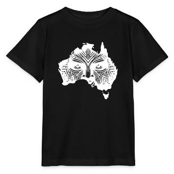 Continent australien avec visage et yeux - T-shirt bio MINI CREATOR Stanley/Stella Enfant - noir - Devant - Mikhail (115cm)