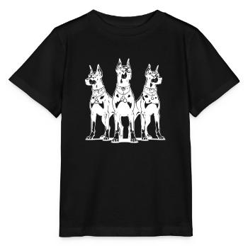 Trois chiens dobermans alertes et attentifs - T-shirt bio MINI CREATOR Stanley/Stella Enfant - noir - Devant - Mikhail (115cm)
