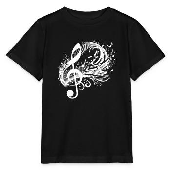 Les notes de musique tourbillonnent avec la clé - T-shirt bio MINI CREATOR Stanley/Stella Enfant - noir - Devant - Mikhail (115cm)