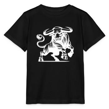 Taureau fort maléfique avec d’énormes cornes - T-shirt bio MINI CREATOR Stanley/Stella Enfant - noir - Devant - Mikhail (115cm)
