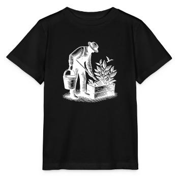 Hobbygärtner bei Gartenarbeit - Stanley/Stella Kinder T-Shirt MINI CREATOR  - Schwarz - Vorne - Mikhail (115cm)