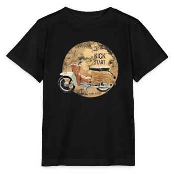 kickstart schwalbe simson ddr vintage - Stanley/Stella Kinder T-Shirt MINI CREATOR  - Schwarz - Vorne - Mikhail (115cm)