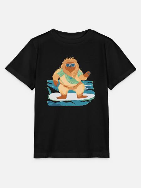 Bigfoot auf Surfbrett - Stanley/Stella Kinder T-Shirt MINI CREATOR  - Schwarz