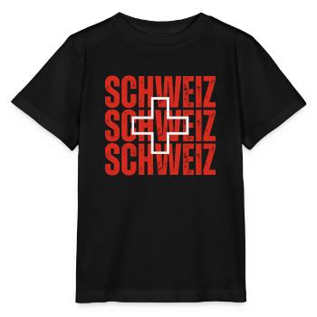Drapeau de la Suisse, fierté suisse - T-shirt bio MINI CREATOR Stanley/Stella Enfant - noir - Devant - Mikhail (115cm)