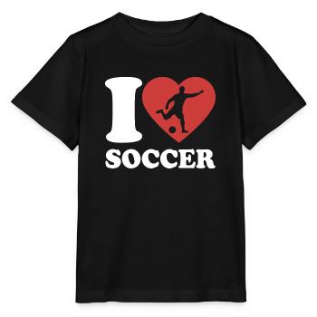 J’aime le football - Coeur - Hobby - T-shirt bio MINI CREATOR Stanley/Stella Enfant - noir - Devant - Mikhail (115cm)