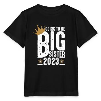 Je vais être grande sœur 2023 - grossesse - T-shirt bio MINI CREATOR Stanley/Stella Enfant - noir - Devant - Mikhail (115cm)