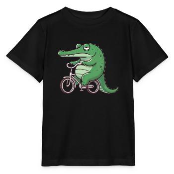 Cycliste crocodile lus fantaisiste s’ennuyé - T-shirt bio MINI CREATOR Stanley/Stella Enfant - noir - Devant - Mikhail (115cm)