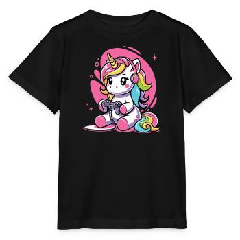 Play Controller Gaming Unicorn Controller - T-shirt bio MINI CREATOR Stanley/Stella Enfant - noir - Devant - Mikhail (115cm)