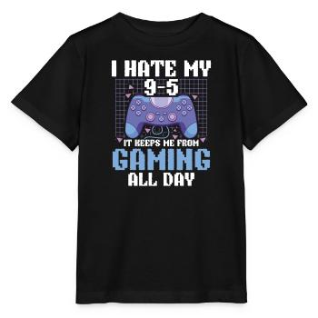 Play Controller Gaming I Hate Real Life - Stanley/Stella Kinder T-Shirt MINI CREATOR  - Schwarz - Vorne - Mikhail (115cm)