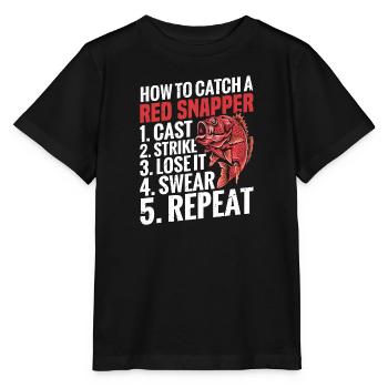 Fishing How to Catch a Red Snapper 1st Cast, 2nd Cast, 2nd Cast, 2nd Cast, 2nd Cast, 2nd Cast, 2nd Cast, 2nd Cast, 2nd Cast, 2nd Cast, 2nd - Stanley/Stella MINI CREATOR Kids’ T-Shirt - black - Front - Mikhail (115cm)