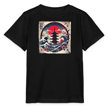 Traditionelle Japanische Pagode, - Stanley/Stella Kinder T-Shirt MINI CREATOR  - Schwarz - Vorne - Mikhail (115cm)
