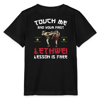 Berühre Mich Und Deine Erste Lethwei-lektion Ist - Stanley/Stella Kinder T-Shirt MINI CREATOR  - Schwarz - Vorne - Mikhail (115cm)